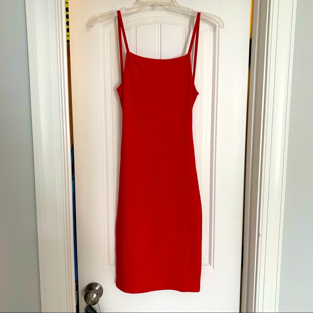 Missguided ribbed scoop back bodycon dress
